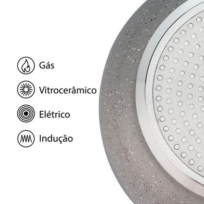 Imagem de Jogo de Panelas Brinox Antiaderente Ceramic Life 7 Peças Marble Blend com Indução Cinza Claro