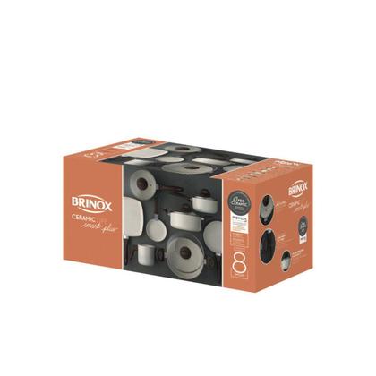 Imagem de Jogo de Panelas Brinox Antiaderente Ceramic Life 8 Peças Smart Plus Vanilla