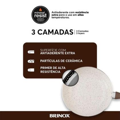 Imagem de Jogo de Panelas Brinox Antiaderente Ceramic Life 8 Peças Smart Plus Vanilla