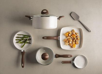 Imagem de Jogo de Panelas Brinox Antiaderente Ceramic Life 8 Peças Smart Plus Vanilla