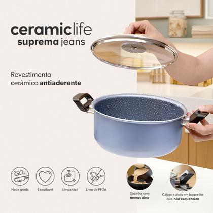 Imagem de Jogo de Panelas Brinox Antiaderente Ceramic Life 8 peças Suprema Jeans