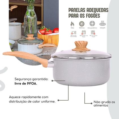 Imagem de Jogo de Panelas Brinox Antiaderente Ceramic Life com Indução 10 Peças e Utensílios Gris