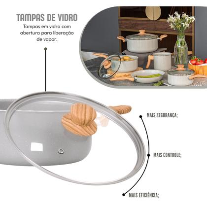 Imagem de Jogo de Panelas Brinox Antiaderente Ceramic Life com Indução 10 Peças e Utensílios Gris