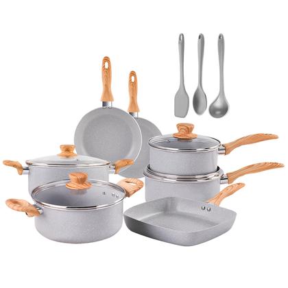 Imagem de Jogo de Panelas Brinox Antiaderente Ceramic Life com Indução 10 Peças e Utensílios Gris