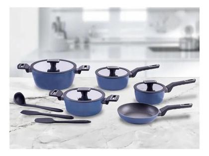 Imagem de Jogo De Panelas Brinox Ceramic Azul 8 Peças Carbon Indução