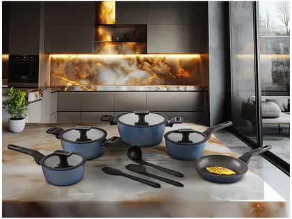 Jogo de Panelas Brinox Ceramic Life de Alumínio Azul 8 Peças Jogo de Panelas Brinox Ceramic Life de Alumínio Azul 8 Peças