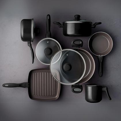 Imagem de Jogo de Panelas Brinox Ceramic Life Easy 7 Peças Preto