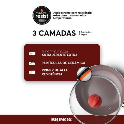 Imagem de Jogo de Panelas Brinox Ceramic Life Smart Plus 8 peças Vermelho