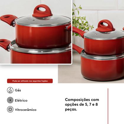 Imagem de Jogo de Panelas Brinox Ceramic Life Smart Plus 8 peças Vermelho