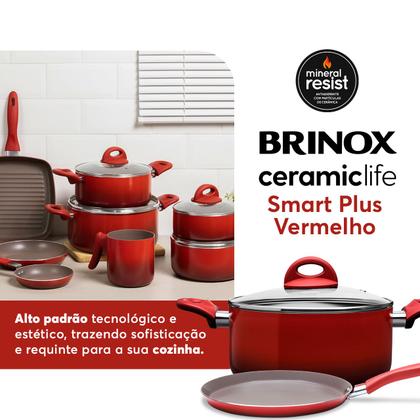 Imagem de Jogo de Panelas Brinox Ceramic Life Smart Plus 8 peças Vermelho