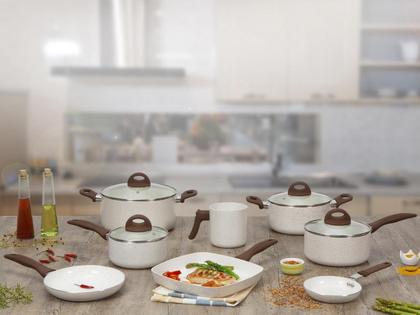 Jogo de Panelas Brinox de Alumínio Vanilla - 8 Peças Ceramic Life