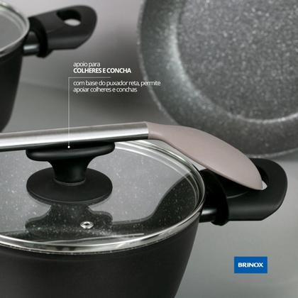 Imagem de Jogo de Panelas Brinox Indução Com Revestimento Cerâmica Antiaderente 5 Peças Ceramic Life Orion Preto