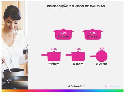 Imagem de Jogo de Panelas Brinox Mocha Mousse 5 Peças Optima Ceramic Life