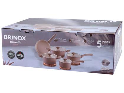 Imagem de Jogo de Panelas Brinox Mocha Mousse 5 Peças Optima Ceramic Life