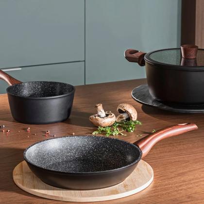 Imagem de Jogo de Panelas Brinox Revestimento Cerâmico Antiaderente Ceramic Life Sirius Preta 6 peças com fundo de indução