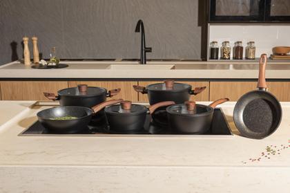Imagem de Jogo de Panelas Brinox Revestimento Cerâmico Antiaderente Ceramic Life Sirius Preta 6 peças com fundo de indução