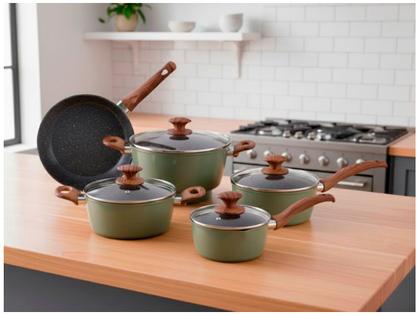 Imagem de Jogo de Panelas Brinox Verde Olive 5 Peças
