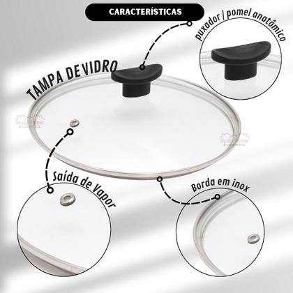 Imagem de Jogo de Panelas Caçarolas 5 Peças Antiaderente Teflon Panelas Grande