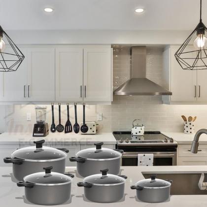 Imagem de Jogo de Panelas Caçarolas 5 Peças Antiaderente Teflon Panelas Grande