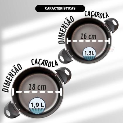 Imagem de Jogo de Panelas Caçarolas 5 Peças Antiaderente Teflon Panelas Grande