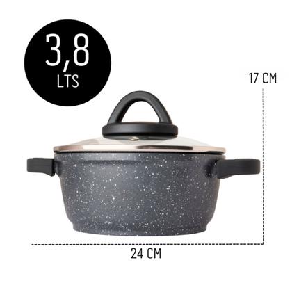 Imagem de Jogo De Panelas Caçarolas Luxo Preto 3 Peças Com Kit 4 Talheres De Silicone - Utensílios De Cozinha