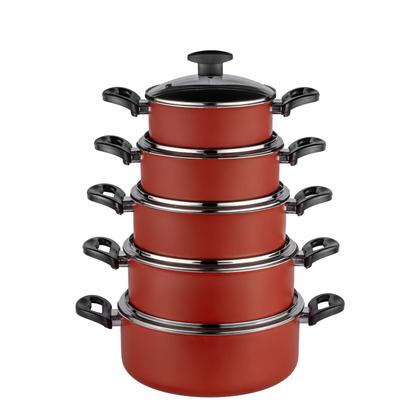Imagem de Jogo De Panelas Caçarolas Para Cozinha 5 Peças Teflon Antiaderente Tampa De Vidro