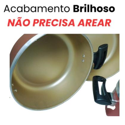 Imagem de Jogo De Panelas Caçarolas Plus 16 a 24 Antiaderente Com 5 Camadas Teflon Cor Cereja e Dourado