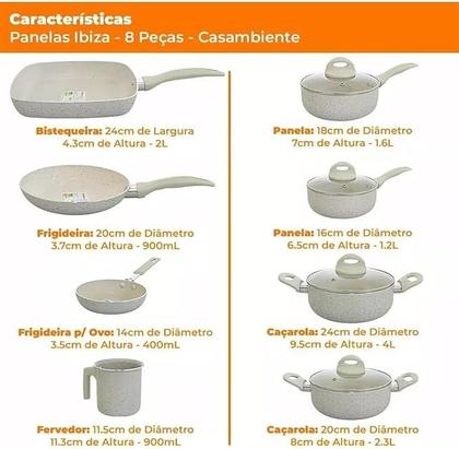 Imagem de Jogo de Panelas Casambiente Cerâmica Revestida 8 Peças Ibizza Sahara