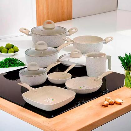 Imagem de Jogo de Panelas Casambiente Cerâmica Revestida 8 Peças Ibizza Sahara