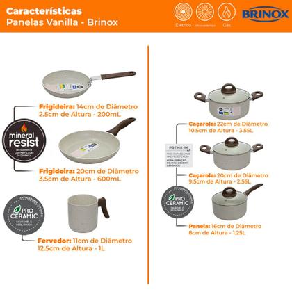 Jogo de Panelas Ceramic Life Smart Plus Vanilla 6 peças Brinox