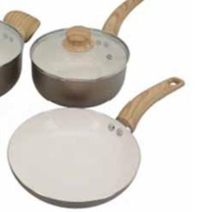 Imagem de Jogo de Panelas Ceramica 4 Peças Branca Vanilla Premium Caçarola Fervedor e Frigideira