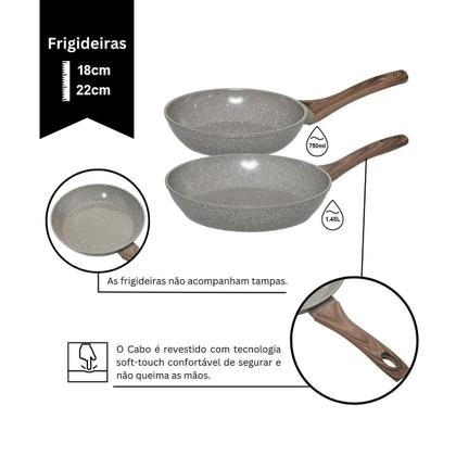 Imagem de Jogo De Panelas Ceramica Antiaderente Indução Mimo Style Cook Grafito 10 Peças Conjunto Com Caçarola Frigideira E Utensílios