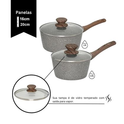 Imagem de Jogo De Panelas Ceramica Antiaderente Indução Mimo Style Cook Grafito 10 Peças Conjunto Com Caçarola Frigideira E Utensílios