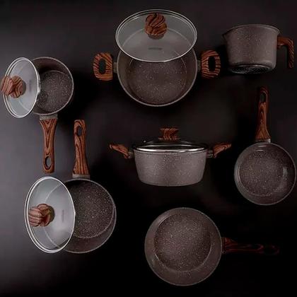 Imagem de Jogo De Panelas Ceramica Antiaderente Indução Mimo Style Cook Grafito 10 Peças Conjunto Com Caçarola Frigideira E Utensílios