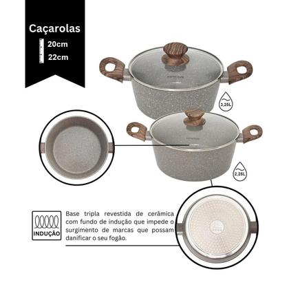 Imagem de Jogo De Panelas Ceramica Antiaderente Indução Mimo Style Cook Grafito 10 Peças Conjunto Com Caçarola Frigideira E Utensílios