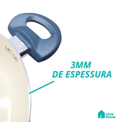 Imagem de Jogo De Panelas Cerâmica Antiaderente Indução Tampa Silicone Fogão Cooktop 2 Peças