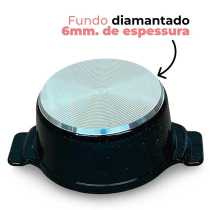 Imagem de Jogo De Panelas Cerâmica Preta Antiaderente 5 Peças Preto Tampa De Vidro Alça de Alumínio