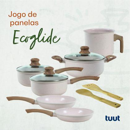 Imagem de Jogo De Panelas Cerâmico Triplo Indução Tuut Ecoglide 8 Peças Cor Baunilha