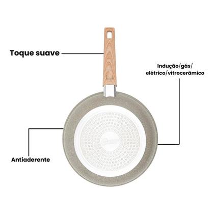 Imagem de Jogo de Panelas Com 10 Peças Neuhaus Marble Life Cerâmico Antiaderente e Acessórios em Silicone - Light Grey