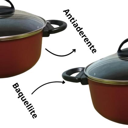 Imagem de Jogo De Panelas Com 4 Teflon Frigideira E Panelas Vermelho - RL