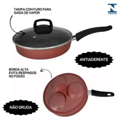 Imagem de Jogo De Panelas Com 4 Teflon Frigideira E Panelas Vermelho - RL