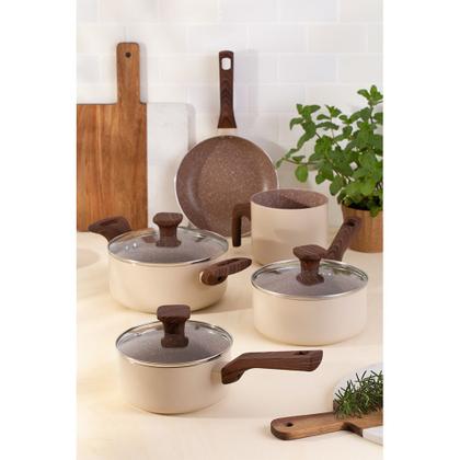 Imagem de Jogo de Panelas Com 5 Peças Mimo Style Pratic Cook Indução Creme - 9455 PJ5PCM