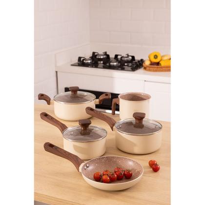 Imagem de Jogo de Panelas Com 5 Peças Mimo Style Pratic Cook Indução Creme - 9455 PJ5PCM