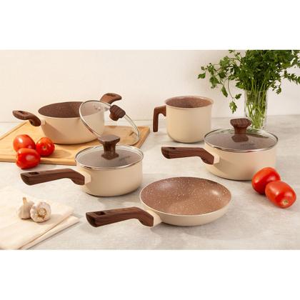 Imagem de Jogo de Panelas Com 5 Peças Mimo Style Pratic Cook Indução Creme - 9455 PJ5PCM