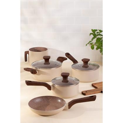 Imagem de Jogo de Panelas Com 5 Peças Mimo Style Pratic Cook Indução Creme - 9455 PJ5PCM