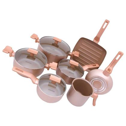 Imagem de Jogo de Panelas Com 7 Peças Mimo Style Sartin Cook Champanhe - 8119 PS7JC