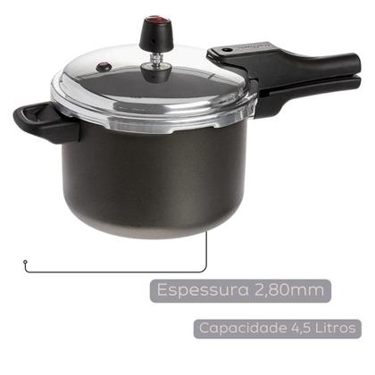 Imagem de Jogo de Panelas com Frigideiras Antiaderentes Multiflon Panela Pressão 4,5L e Utensílios