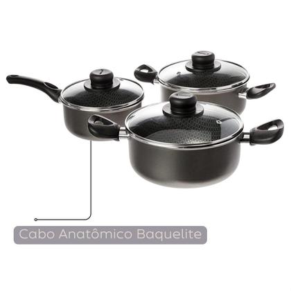 Imagem de Jogo de Panelas com Frigideiras Antiaderentes Multiflon Panela Pressão 4,5L e Utensílios