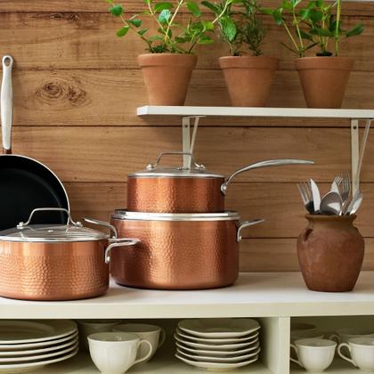 Imagem de Jogo de Panelas com Fundo de Indução Brinox Copper 4 Peças Cobre