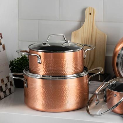 Imagem de Jogo de Panelas com Fundo de Indução Brinox Copper 4 Peças Cobre
